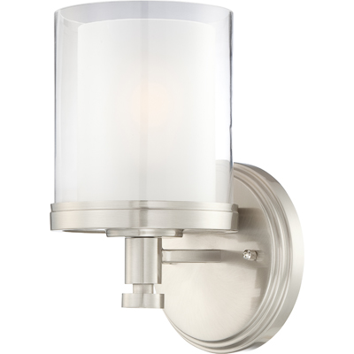 Nuvo Lighting 60/4641  Decker - 1 Light Vanity Fixture with Clear & Frosted Glass in Brushed Nickel Finish